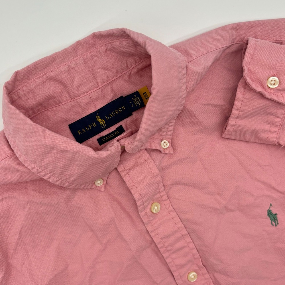 Ralph Lauren Mens Pink Classic Fit Long Sleeve Button Down Shirt